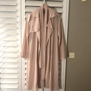 Pink Sheer Button Up Trench Coat